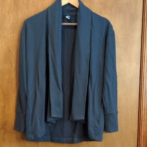 Old Navy Bouncy Fleece Open Front Cardigan In Dusk Navy Size S